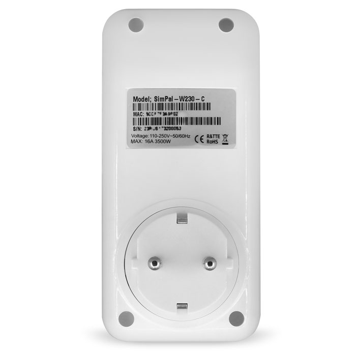Wi-Fi розетка с датчиком температуры SimPal-W230-C