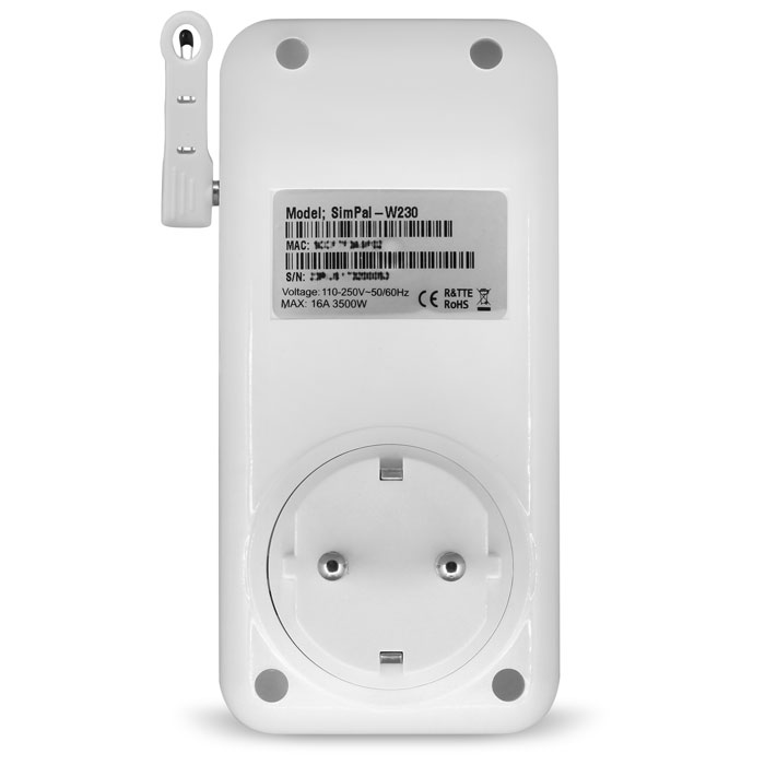 Wi-Fi розетка с датчиком температуры SimPal-W230-V2